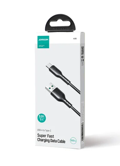 1m Flash Series 100W Fast Charging Data Cable USB-A to Type-C S-A26 - Black