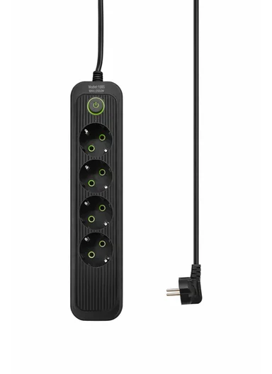 Power Board 4 Ways With Switch 2500W 2m Black