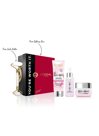 15% OFF: L’Oréal Paris Radiance Skincare Gift Set (Cleanser Foam, Serum &amp; Night Cream) + Free Jade Roller