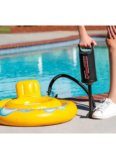 Manual Double Action Air Pump Durable, Portable Pump with 3 Nozzles for Quick Inflation 68614
