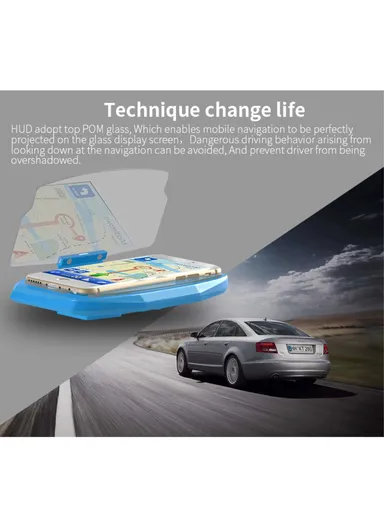 Universal Car Head Up Display GPS Navigation Image Reflector Car HUD Holder Bracket - Blue