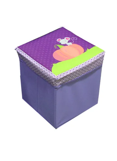Children Kids Square Folding Cute Girl with 2 Mice Cartoon Design Table &amp; Chairs Stool Set Foldable Playroom Bedroom Children Gift - Purple &amp; Violet