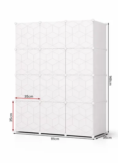 DIY Portable Closet Wardrobe Bedroom Storage Organizer with 2 Hanging Rods (W111 x D35 x H148)cm - White