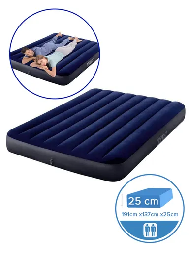 191X137X25CM Double Size Inflatable Dura-Beam Classic Downy Airbed Mattress With Fiber-Tech Technology 273Kg Maximum Load 64758