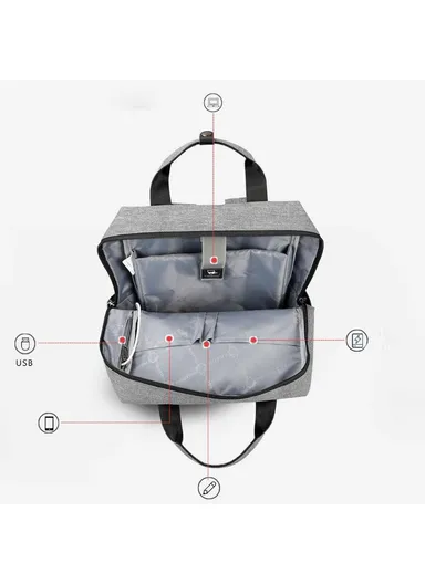 14″ Anti-Theft Diaper Bag With USB Charging Port T-B3355 (W36x D11 x H41)cm