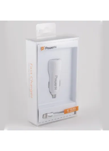 Dual Port USB Car Charger with Lightning Cable