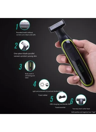 Washable &amp; Rechargeable Professional Beard Shaver Dual-Sided Trimmer IPX5 V-017