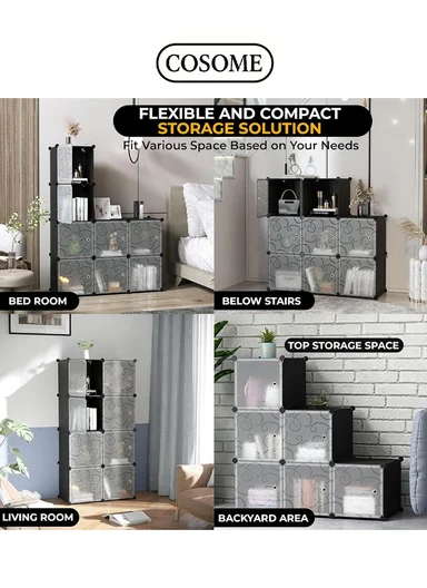 Capacious &amp; Customizable Clothes Closet Wardrobe Bedroom Armoire Dresser Cube Storage Organizer (W70 x D35 x H140)cm - Black