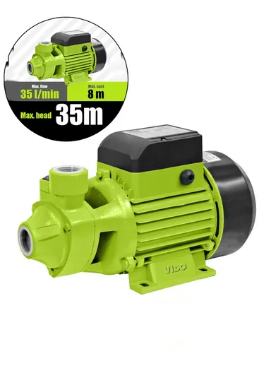 0.37KW/ 0.5HP Peripheral Pump 35L/min Flow- 35m Max Head- 8m Max Suction 