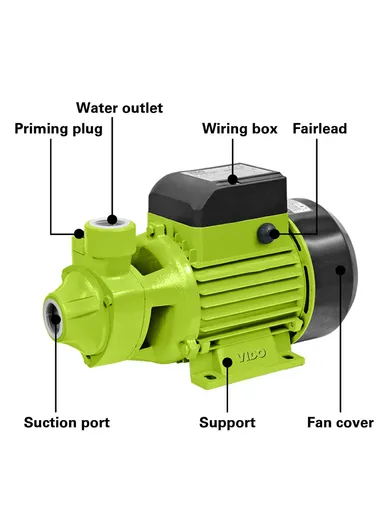 0.37KW/ 0.5HP Peripheral Pump 35L/min Flow- 35m Max Head- 8m Max Suction 