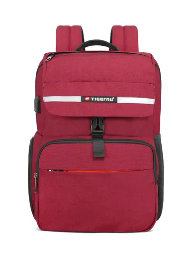  T-B3900 Splash-Proof 15.6" Laptop Backpack Casual Style Backpack with USB Charging Port - Red