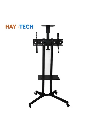 TV Mobile Cart Floor Stand for 30"-to-60" Flat TV with Two Shelves for Audio/Video Devices