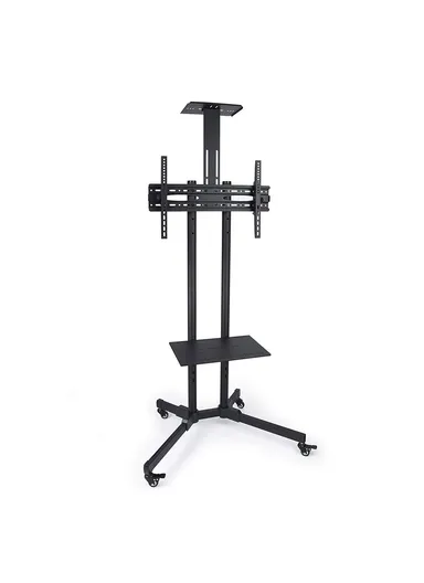 TV Mobile Cart Floor Stand for 30"-to-60" Flat TV with Two Shelves for Audio/Video Devices