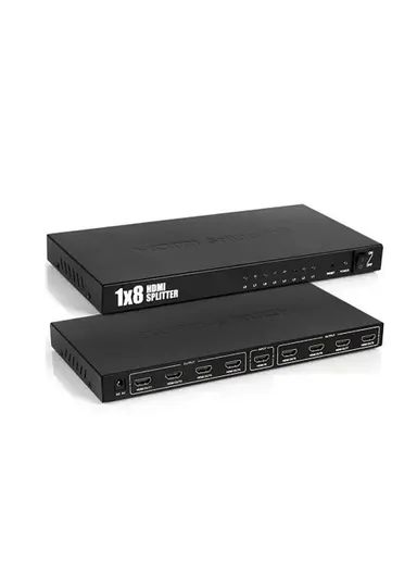 1x8 HDMI Splitter 1-Input to 8-Output HDMI Splitter with Remote Control &amp; Power Adapter