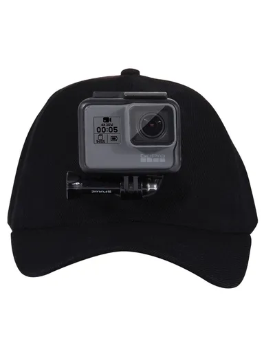 Baseball Hat for GoPro DJI OSMO Action Camera Adjustable Cap with Screws &amp; J Stent Base PU195 - Black