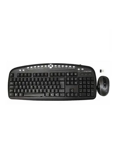 2.4GHz Wireless Keyboard English &amp; Arabic Labels &amp; Mouse Set CB6002 - Black