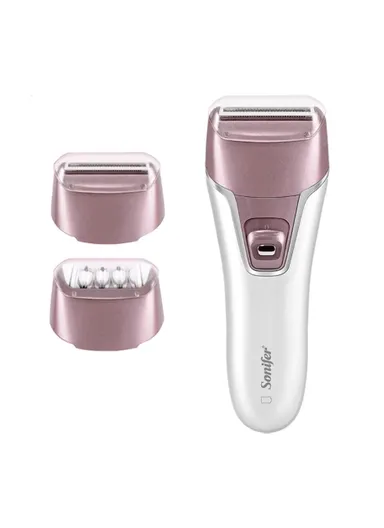 Rechargeable IPX5 Waterproof 2-IN-1 Lady Epilator &amp; Shaver with 2 Interchangeable Shaver &amp; Epilation Heads &amp; Clean Brush SF-9521