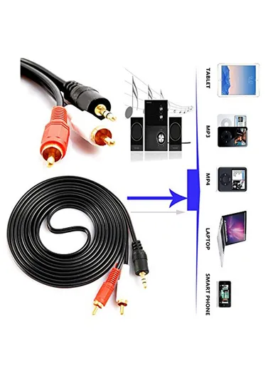 3.5mm to 2 RCA Cable Mobile to Home Theater Connector Cable - 1.5M