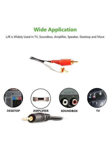 3.5mm to 2 RCA Cable Mobile to Home Theater Connector Cable - 1.5M