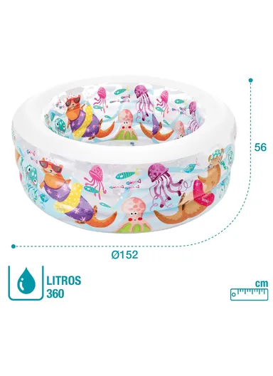 3-Ring Round Inflatable Aquarium Swimming Pool 58480 (D152 x H56)cm