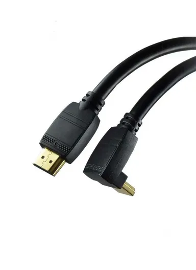  HDMI Cable 4K High Speed Ethernet and Audio Gold Plated Connectors Angled Side 3 Meter C46B - Black