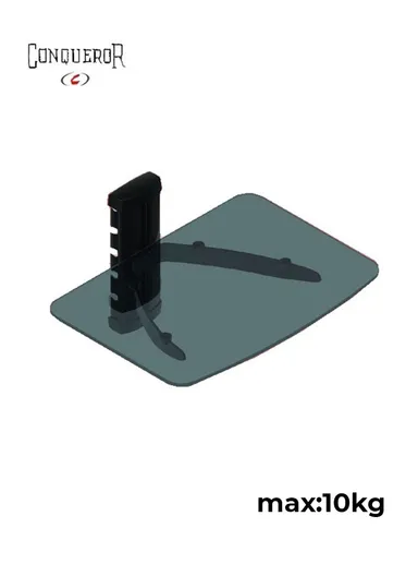  Wall-Mounted Single Shelf for DVD player / AV Component / Cable Box / TV Accessories / Projector (36 x 27)cm H141 - Black