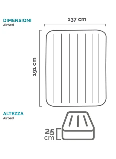 Double Size Headrest Pillow Rest Classic Airbed Mattress With Fiber-Tech &amp; Built-in Pump 64148NP (L191 x W137 x H25)cm