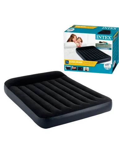 Double Size Headrest Pillow Rest Classic Airbed Mattress With Fiber-Tech &amp; Built-in Pump 64148NP (L191 x W137 x H25)cm
