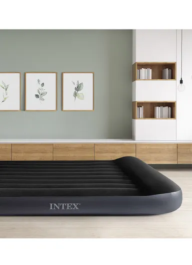 Double Size Headrest Pillow Rest Classic Airbed Mattress With Fiber-Tech &amp; Built-in Pump 64148NP (L191 x W137 x H25)cm
