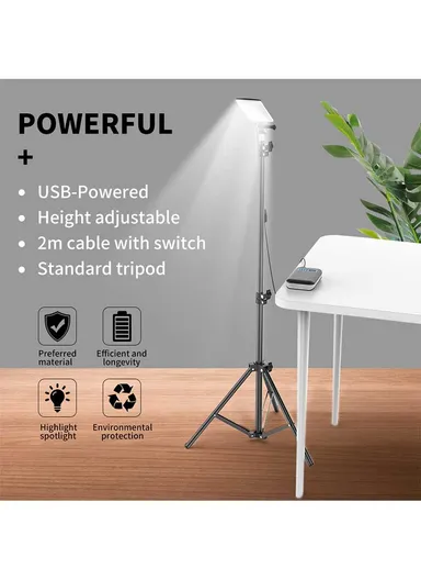 USB Powered Multifunctional Outdoor Tripod Stand Photography Lamp - White