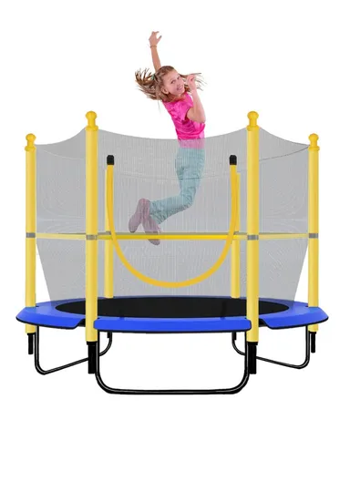 50kg Max Indoor Round Portable Trampoline for Kids Jump Active Play Toys (D140 X H120)cm