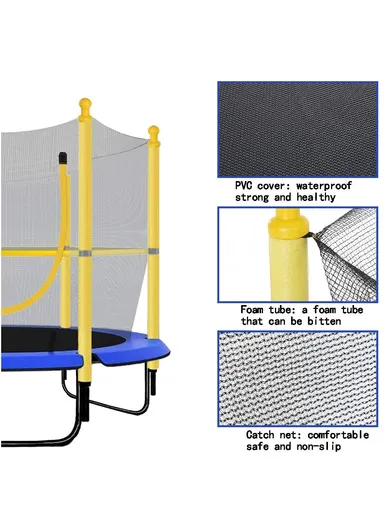 50kg Max Indoor Round Portable Trampoline for Kids Jump Active Play Toys (D140 X H120)cm