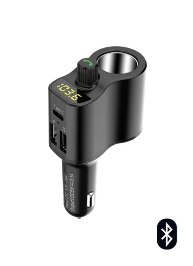 MP3 Player Bluetooth Multi-function Type-C + Dual USB Car Charger FM Transmitter Cigarette Lighter BT01