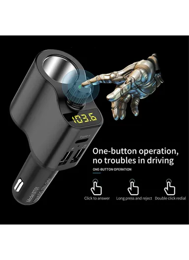MP3 Player Bluetooth Multi-function Type-C + Dual USB Car Charger FM Transmitter Cigarette Lighter BT01