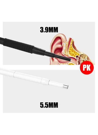 3-in-1 0.39cm Otoscope Camera Ear Scope Endoscope Ear Wax Removal Tool AN103 (App: AN CAMERA) - Black