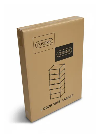 6 Levels Heavy-Duty Shoe Rack Cube Organizer DIY Plastic Storage Organizer Cabinet (W48 x D37 x H120)cm - Black