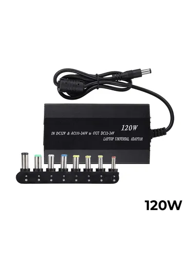 120W Universal Laptop Adaptor for Home &amp; Car With USB Output &amp; 12/15/16/18/19/20/22/24V Voltage Adjustment