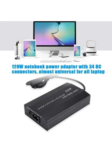 120W Universal Laptop Adaptor for Home &amp; Car With USB Output &amp; 12/15/16/18/19/20/22/24V Voltage Adjustment