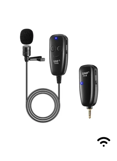 UHF Wireless Lavalier Lapel Microphone Mic System For iPhone Android DSLR Camera