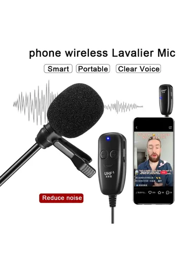 UHF Wireless Lavalier Lapel Microphone Mic System For iPhone Android DSLR Camera