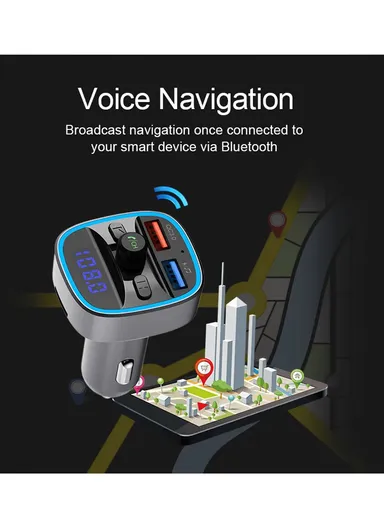 T25s Bluetooth 5.0 FM Transmitter Car Modulator Wireless Handsfree Kit Auto Audio MP3 Player QC3.0 Dual USB Charger