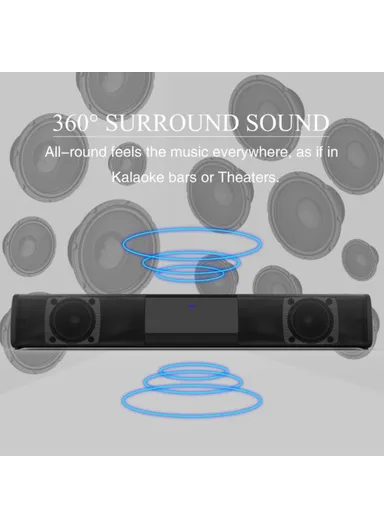 10W 2000mAh Bluetooth Speakers Stereo Soundbar Wireless Subwoofer for Home Theater- BS28A (L5 x W33 x H5)cm