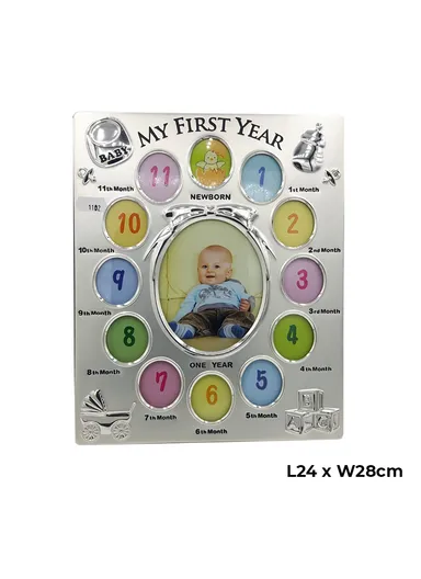 Photo Frame For Baby's First 12 Months - Silver