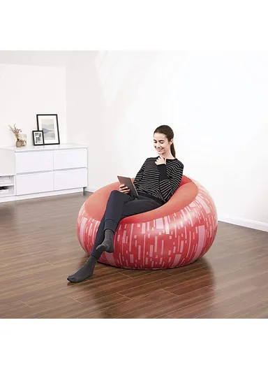 Single Flocking Inflatable Sofa 100Kg Max Load 75052 112x112x66cm - Red