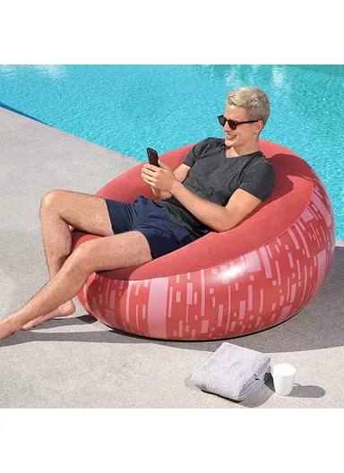 Single Flocking Inflatable Sofa 100Kg Max Load 75052 112x112x66cm - Red