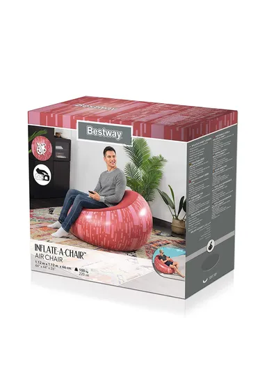 Single Flocking Inflatable Sofa 100Kg Max Load 75052 112x112x66cm - Red