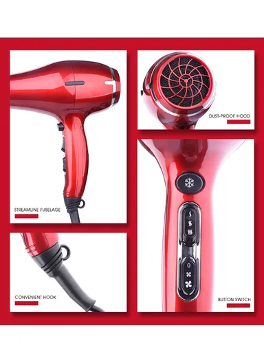 2300W Futura Hair Dryer with 2 Speeds, 2 Heat Settings &amp; Diffuser 30075 - Red