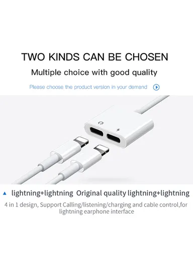 1.5A Lightning ABS Port To Double Lightning Port Music &amp; Charging Converter S-Y104