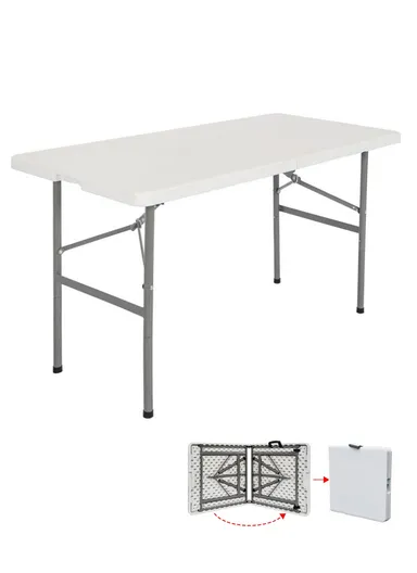 122cm Foldable Portable Easy-to Setup Multiple Use Centerfold Table HQ-Z122 (L122 x W60 x H74)cm - White