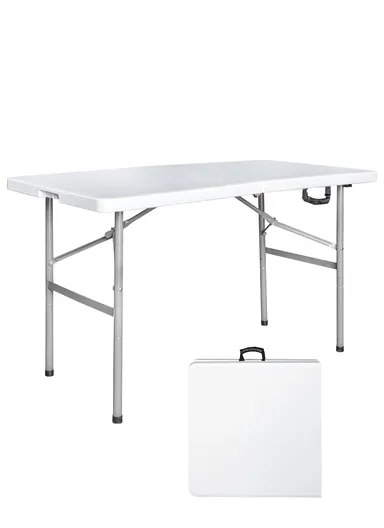 122cm Foldable Portable Easy-to Setup Multiple Use Centerfold Table HQ-Z122 (L122 x W60 x H74)cm - White